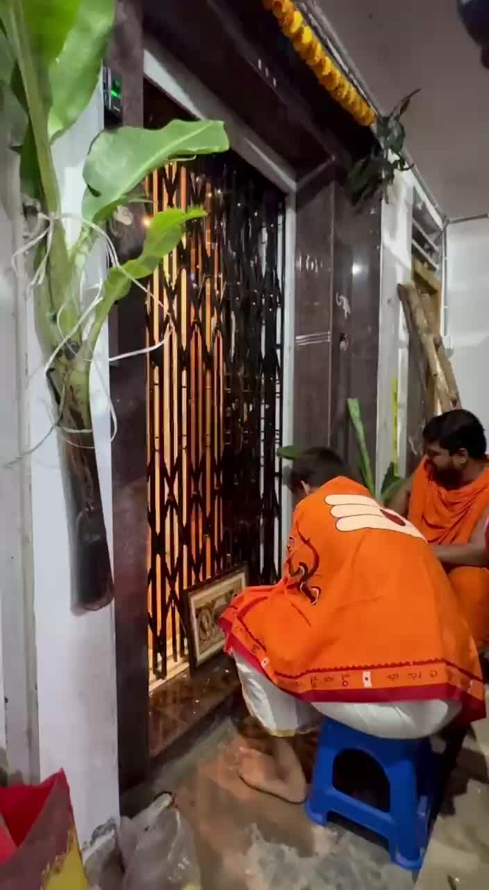 Technician working near elevator entrance