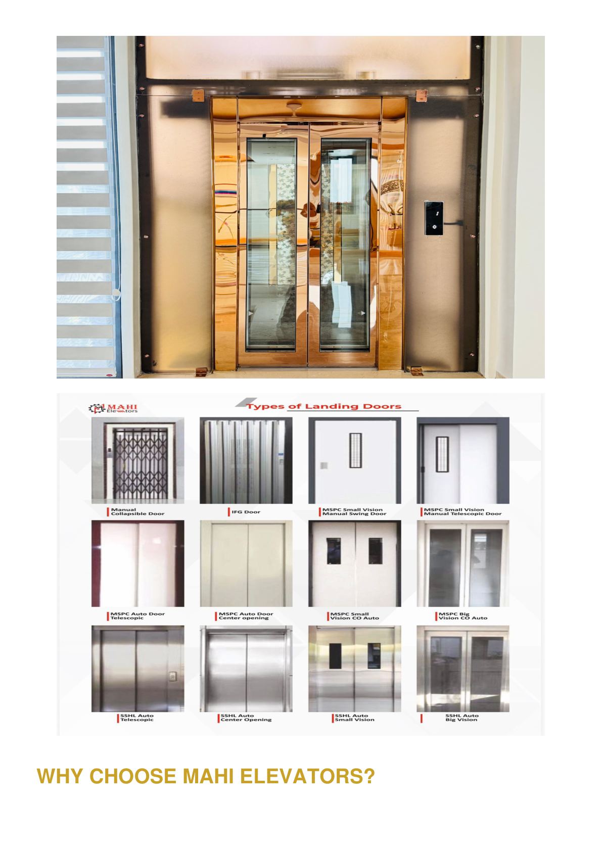 MAHI ELEVATORS design options